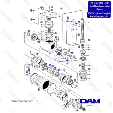 Vue éclatée haut d'embase Volvo Penta 280