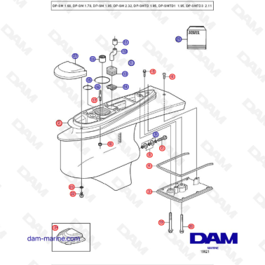 Vue éclatée lower gearhousing embase Volvo Penta DP-SM