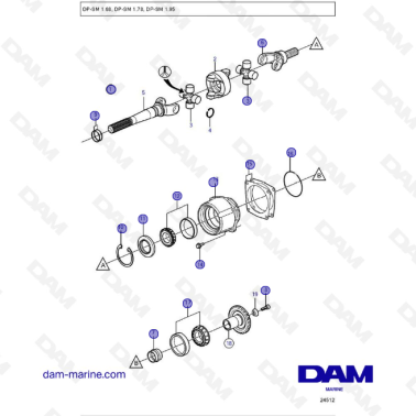 Vue éclatée Bearing Carrier and U-joint, GKN embase Volvo Penta DP-SM