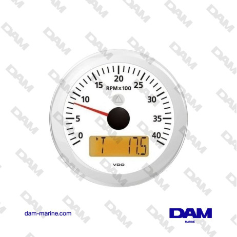 COMPTE TOURS VDO 4000 TRS/MIN HORAMETRE BLANC