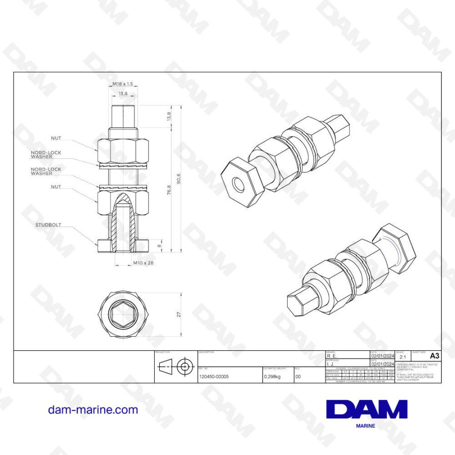KIT TIGE REGLAGE SUPPORT MOTEUR VOLVO