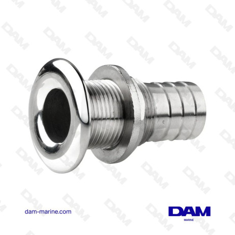 STAINLESS STEEL THRU-HULL FITTING ROUNDED EDGES POLISHED FINISH G3/4'' WITH RINGED HOSE CONNECTION 2