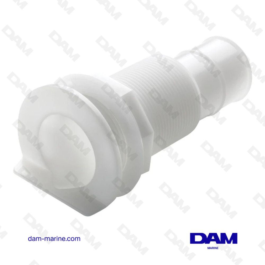 DELRIN THRU-HULL WITH L-SHAPED FLANGE, FOR Ø 19 MM (¾") PIPE