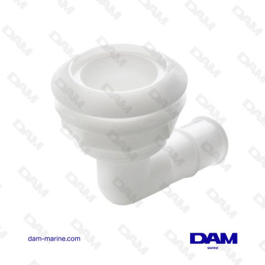 PASSE-COQUE DELRIN COUDÉ AVEC BRIDE HAUTE, POUR TUYAU Ø 28 MM (11/8”)