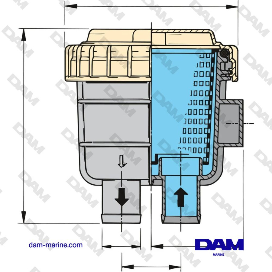 WATER FILTER TYPE 330 WITH ALUMINUM COVER, CONNECTIONS Ø 19 MM