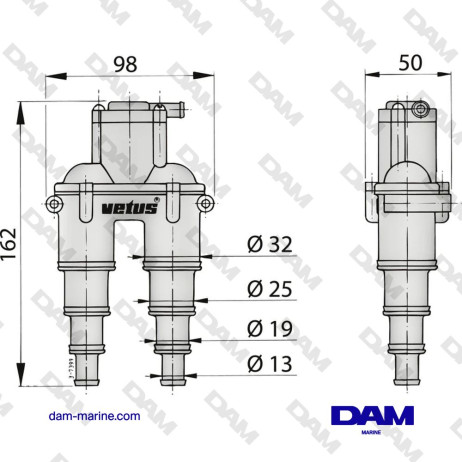 ANTI-SIPHON ELBOW WITH AIR INTAKE PIPE AND THRU-HULL