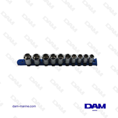 JUEGO DE VASOS CORTOS DE 6 PUNTAS DE 3/8'' "EXTREME GRIP" - DE 10 A 19 MM - 10 PIEZAS*