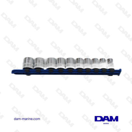 3/8'' 6-POINT SHORT SOCKET SET "EXTREME GRIP" - 10 TO 19 MM - 10 PIECES*