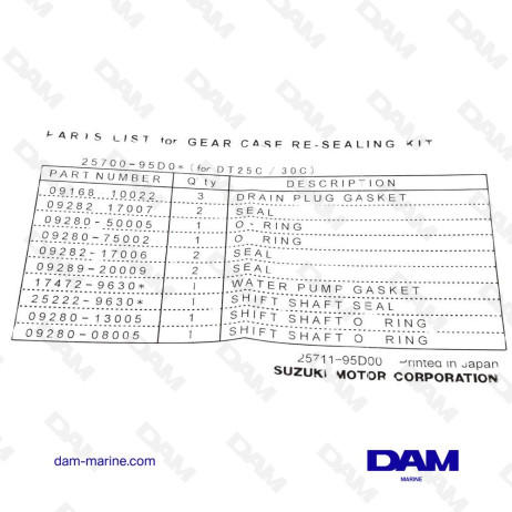 Kit de juntas base OEM SUZUKI - 25700-95D03