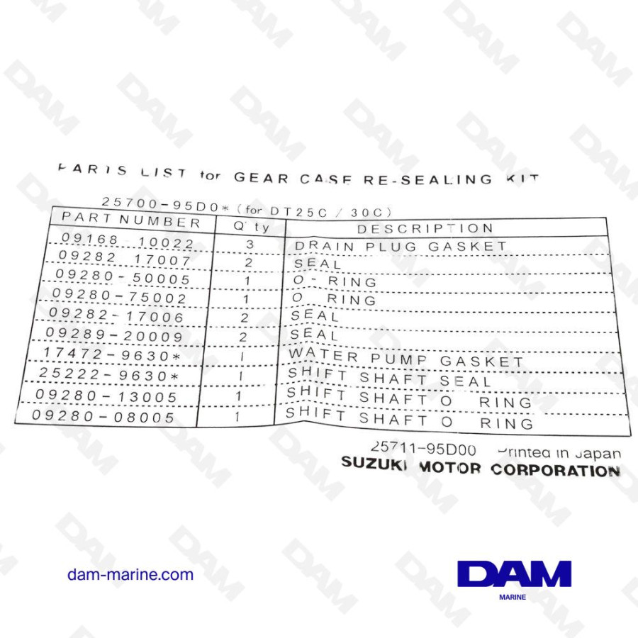 KIT JOINTS EMBASE SUZUKI OEM - 25700-95D03