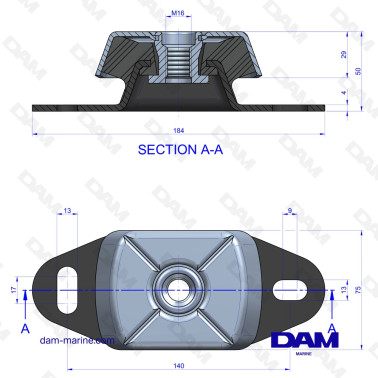 UNIVERSAL MOTOR SUPPORT 45 - 95KG M16