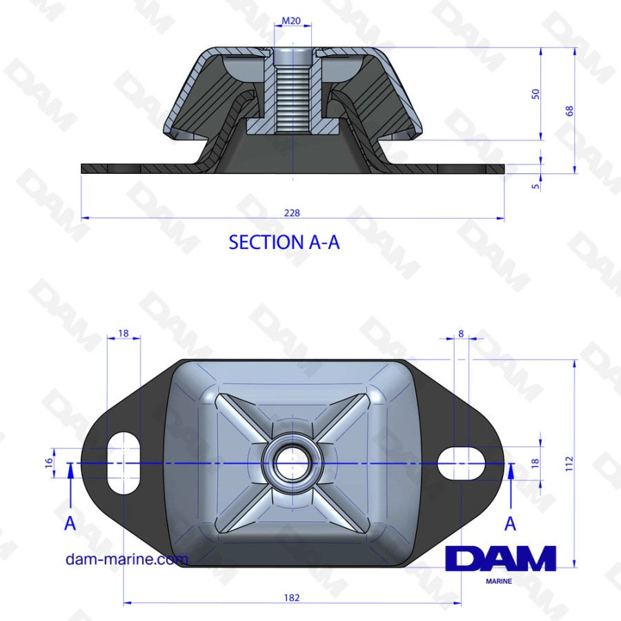 UNIVERSAL MOTOR SUPPORT 65 - 800KG - M20