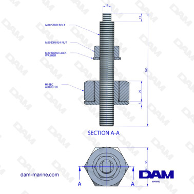 VARILLA DE AJUSTE DEL SOPORTE DEL MOTOR M20XM20 HD