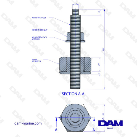 VARILLA DE AJUSTE DEL SOPORTE DEL MOTOR M20XM20 HD