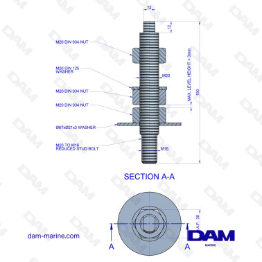 VARILLA DE AJUSTE DEL SOPORTE DEL MOTOR M16XM20