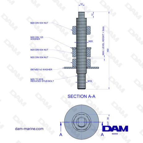 ENGINE SUPPORT ADJUSTING ROD M16XM20