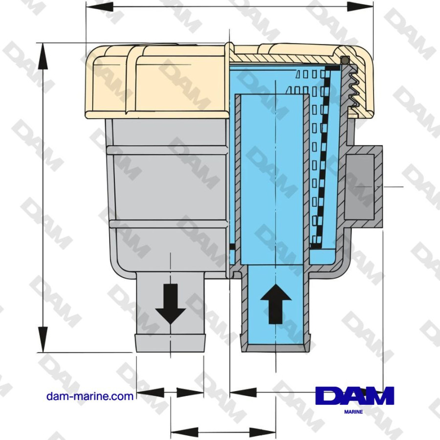 FILTRE A EAU DE MER COMPLET VETUS 140 Ø 12,7 MM