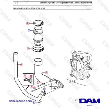 Exhaust pipe and cooling water pipe DPH/DPR