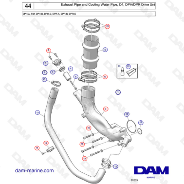 Exhaust pipe and cooling water pipe D4 DPH/DPR