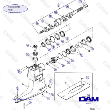 Vue éclatée Haut d'embase Alpha One G1