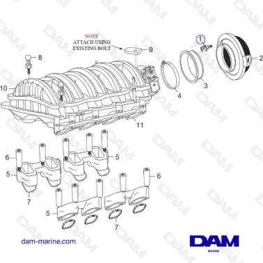 Vue éclatée PCM H5/H6 Intake Manifold Components