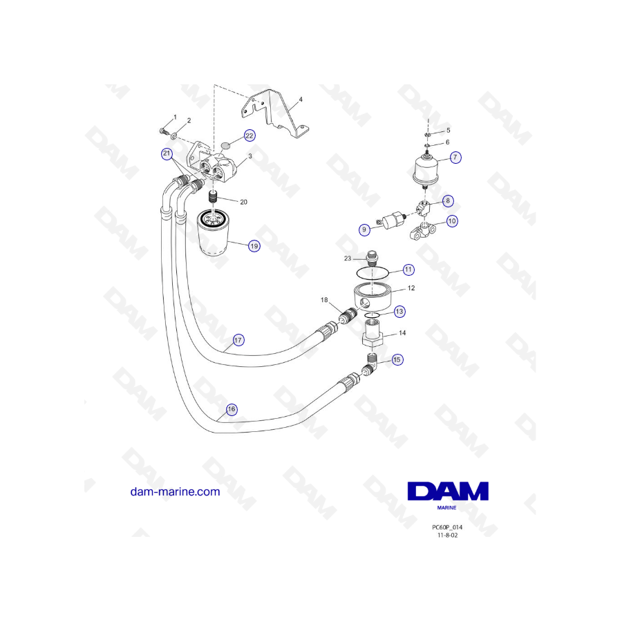 Componentes del filtro de aceite remoto PCM ZR6 03-05 