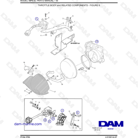 PCM ZR6 07 - Cuerpo del acelerador y componentes relacionados