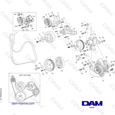 PCM Excalibur 5.7L 02-05 - Accessory drive system (serpentine water pump)