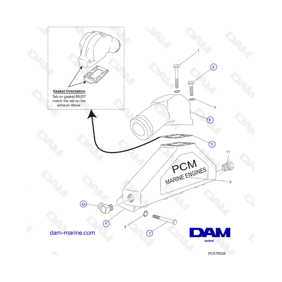 PCM Excalibur 02-05 - Colector de escape y componentes