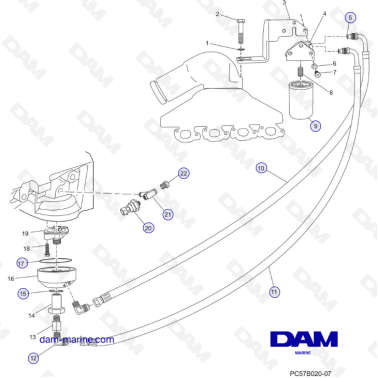 PCM Excalibur 343 - Remote oil filter components V-Drive