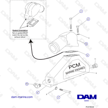 PCM Excalibur 343 - Exhaust manifold and components