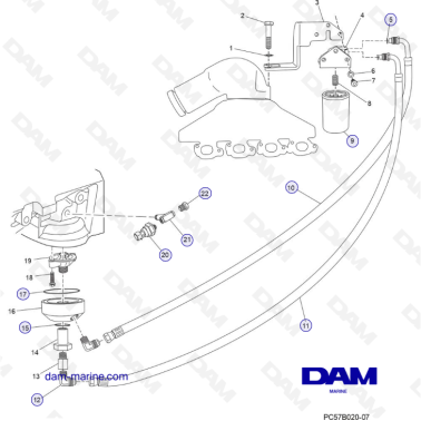 PCM Excalibur 343 2010-2012- Remote oil filter components