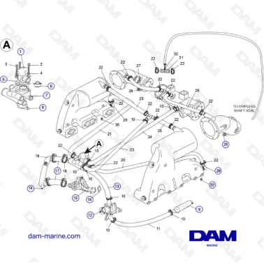 PCM Excalibur 343 2010-2012 - CES Raw water cooling system components