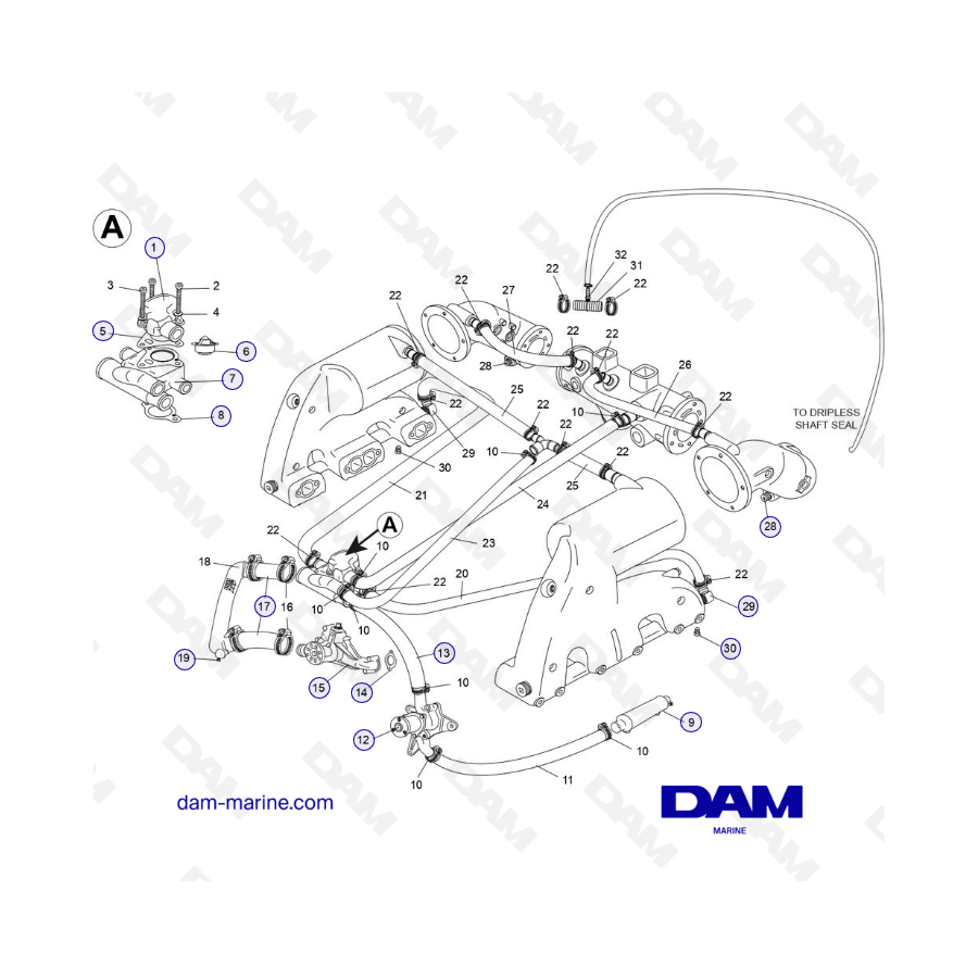 Componentes del sistema de refrigeración por agua cruda PCM Excalibur 343 2010-2012 - CES