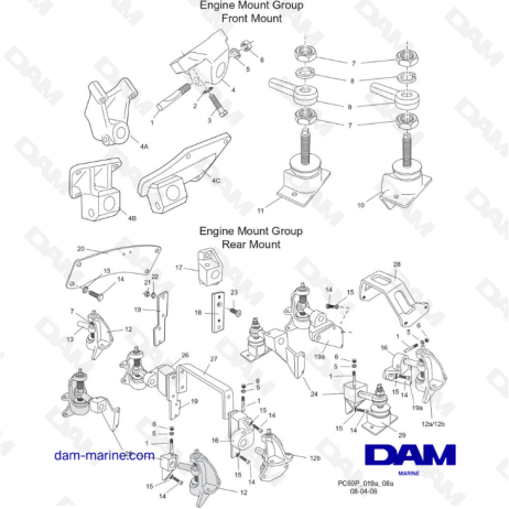 PCM Excalibur 343 2010-2012- Engine and transmission mounts