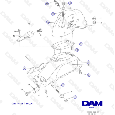 PCM ZR409 - ZR450 - 08/10 - EXHAUST MANIFOLD and COMPONENTS