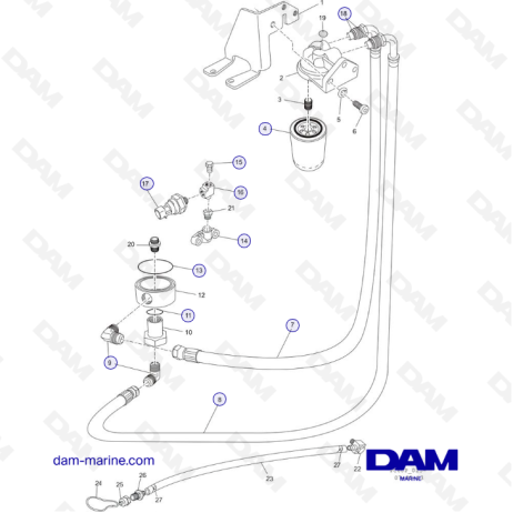 PCM ZR409 - ZR450 - 10+ - REMOTE OIL FILTER COMPONENTS (“V” - DRIVE)