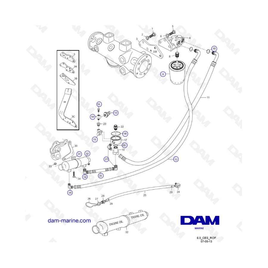 PCM ZR409 - ZR450 - 10+ - CES REMOTE OIL FILTER COMPONENTS