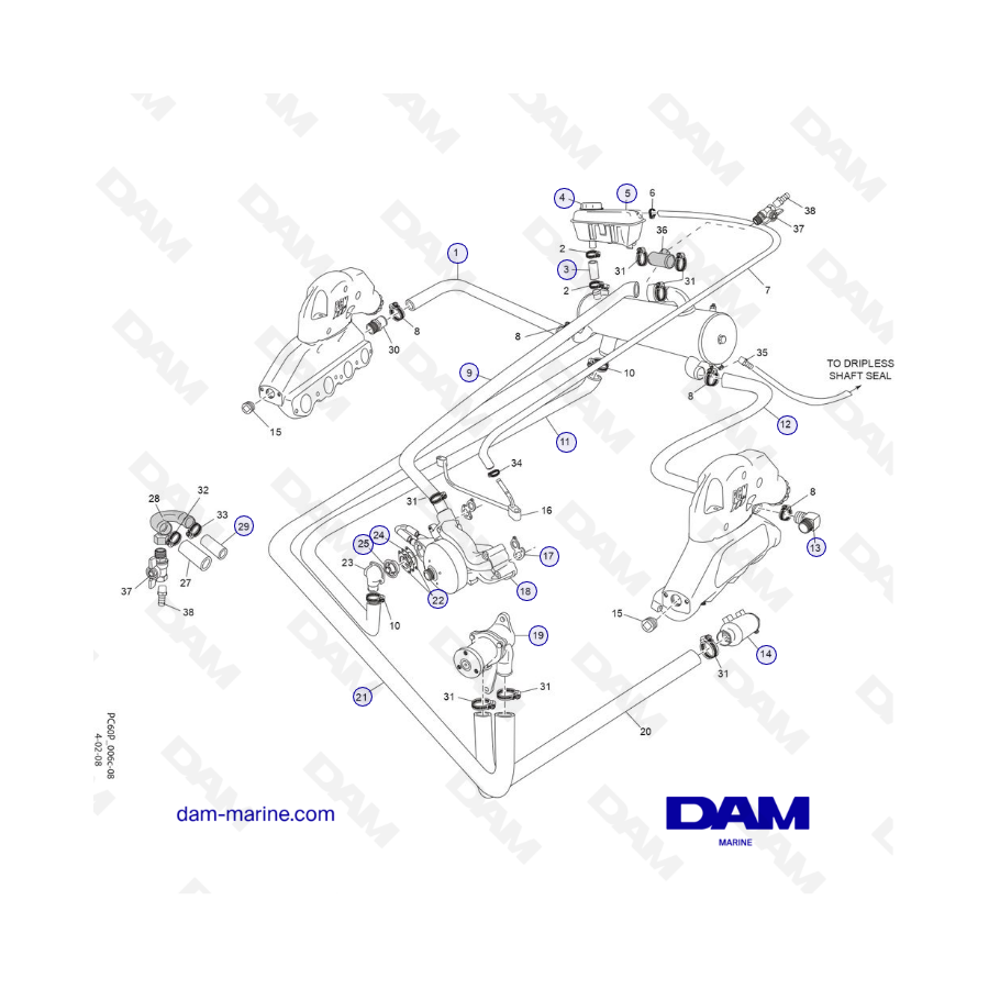 PCM ZR409 - ZR450 - 10+ - COMPONENTES DEL SISTEMA DE REFRIGERACIÓN POR AGUA DULCE