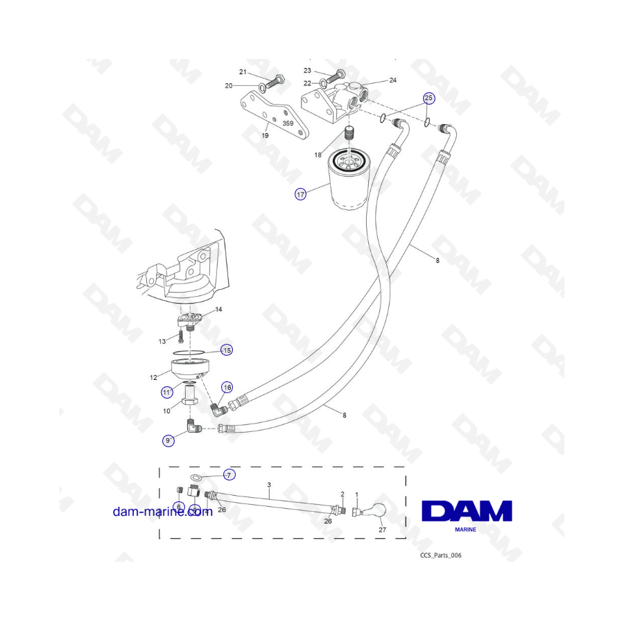 PCM Challenger 5.7 - REMOTE OIL FILTER COMPONENTS (MODEL 18-575xx-XX)