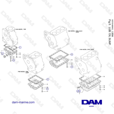 Yanmar 1GM, 2GM, 3GM, 3HM - Lub. Oil sump