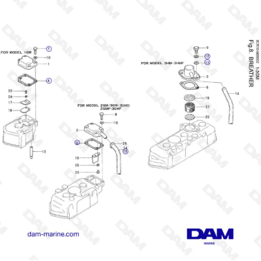 Yanmar 1GM, 2GM, 3GM, 3HM - Breather