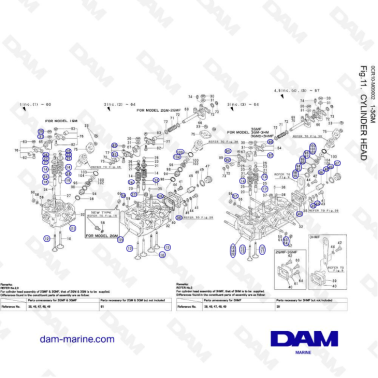 Yanmar 1GM, 2GM, 3GM, 3HM - Cylinder Head