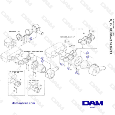Yanmar 1GM, 2GM, 3GM, 3HM - Air Intake Silencer