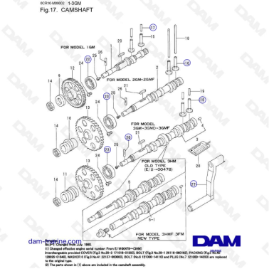 Yanmar 1GM, 2GM, 2GMF, 3GM, 3GMD, 3GMF - Camshaft