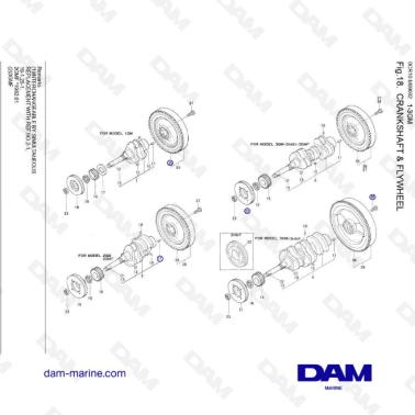 Yanmar 1GM, 2GM, 3GM, 3HM - Crankshaft & Flywheel