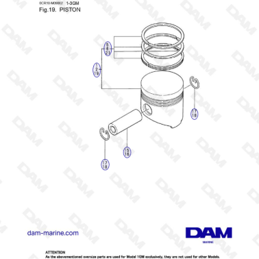 Yanmar 1GM - Pistón
