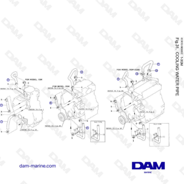 Yanmar 1GM, 2GM, 3GM - COOLING WATER PIPE