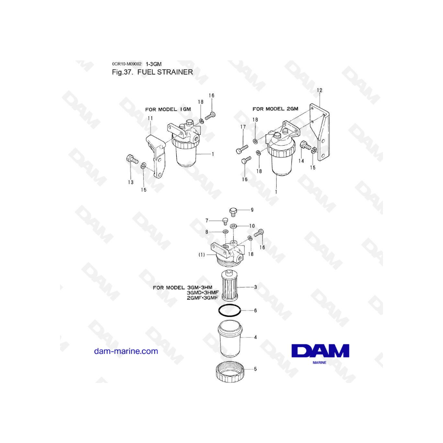 Yanmar 1GM, 2GM, 3GM, 3HM - Diesel filter