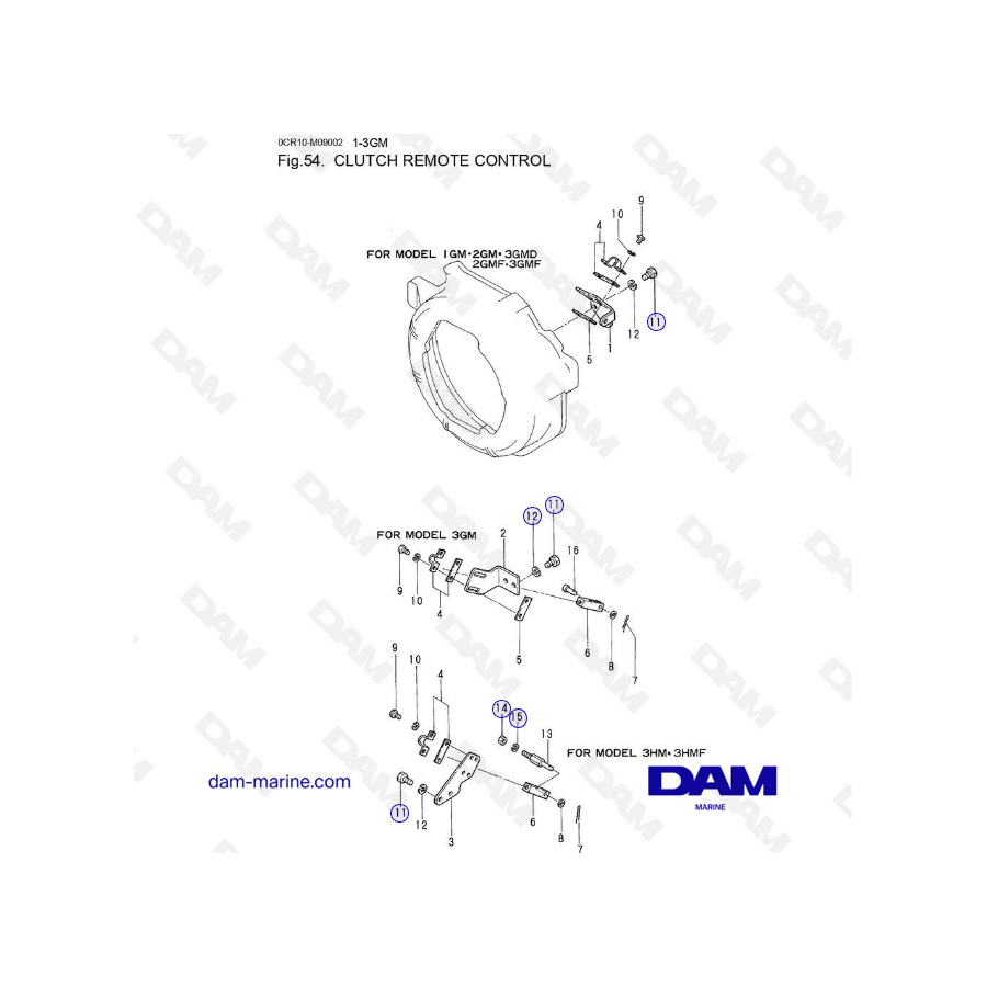 Yanmar 1GM, 2GM, 3GM (D & F) - CLUTCH REMOTE CONTROL